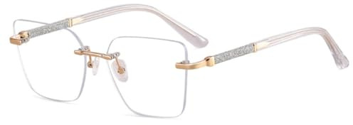 TOIPASTN Retro-Brillengestell für Damen im Cat-Eye-Stil, transparent, randlos (1)