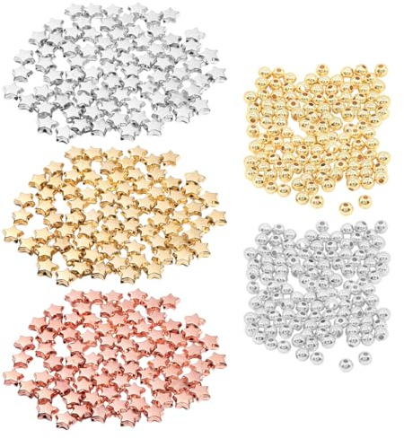 COACOM 600 Stella A Cinque Punte Sparsi Perline E 200 Perle Tonde, Perline Fatti A Mano Fai da Te, Accessori per La Creazione di Gioielli, Materiali Decorativi di Moda.