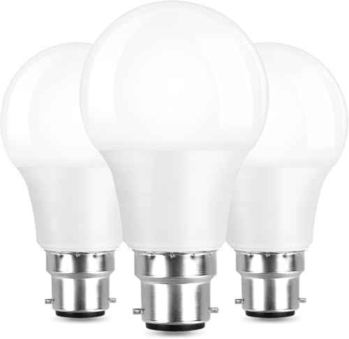 IBISTORA B22 LED Light Bulbs, 9W 60W Equivalent, 900 Lumens, BC Bayonet Cap, Non-Dimmable, Energy Saving LED GLS Lamp, 25,000 Hour Lifetime, Instant On, 3 Pack (Daylight White)