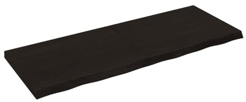 kithwjll Tischplatte Dunkelbraun aus massivem Eichenholz 160x60x(2-6) cm mit Naturkante, wetterfest für Bistrotisch, Gartentisch rund, Küchenarbeitsplatte, Schreibtischplatte, Outdoor geeignet