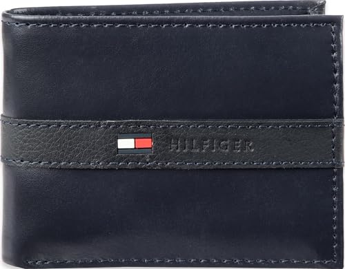 Tommy Hilfiger Herren-Geldbörse, Leder, dreifach faltbar, Oxford, Schwarz