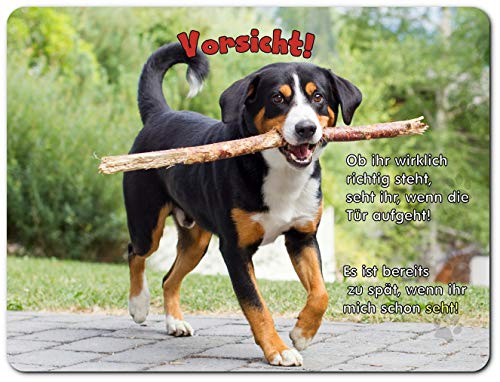 Merchandise for Fans Blechschild/Warnschild/Türschild - Aluminium - 15x20cm - mit Spruch - Motiv: Entlebucher Sennenhund - 01
