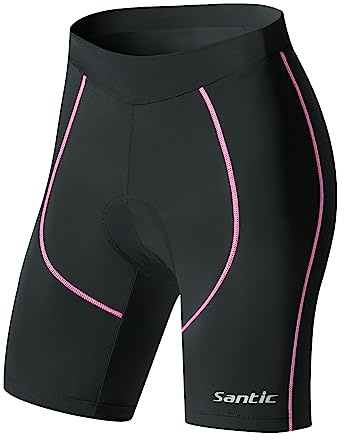 Santic Pantalon Ciclismo Mujer Corto Pantalones Bicicleta Mujer Montaña/MTB para Verano con la Badana/Almohadilla Rosa EU L