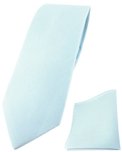TigerTie schmale Designer Krawatte + Einstecktuch aus 100% Baumwolle in einfarbig Unicolor