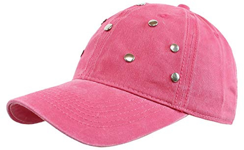 dy_mode Damen Basecap Baseball Cap Mütze Kappe mit Glitzer Nieten - K002-K011 (K011-Pink)