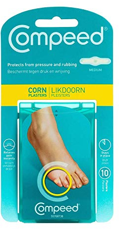 COMPEED Advanced Corn Care, Hydrocolloid Cushions for Instant Pain Relief and Softening Corns, 10 Count Corn Toe Pads (2 Packs)