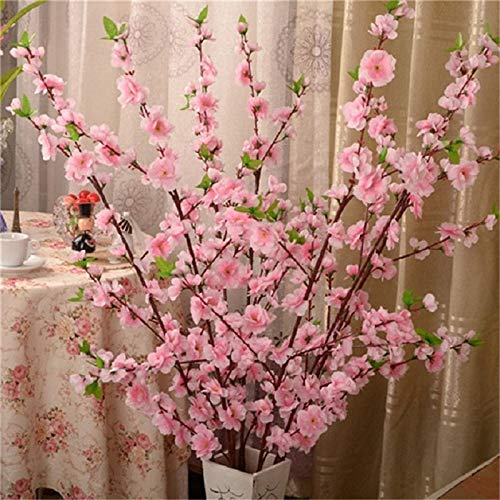 Lot de 5 Branches de Cerisier artificielles 65 cm en Soie pour décoration de Salon, Chambre, hôtel, fête de Mariage,Rose