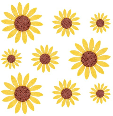WANDIC Filz Blumen, 3 Größen 90 Stücke Filz Sonnenblume Gänseblümchen Filz Blumen Stoff Blumen Verschönerungen für DIY Handwerk Scrapbooking Dekor