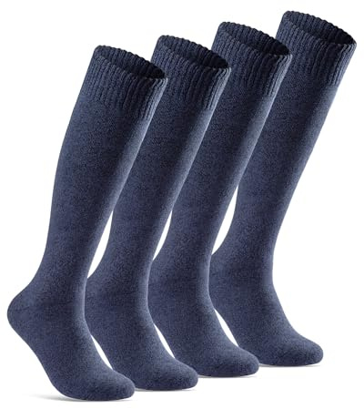 sockenkauf24 4 Paar Herren THERMO Kniestrümpfe Winter Innenfrottee Vollfrottee extra warm 22350 (Navy 43-46)
