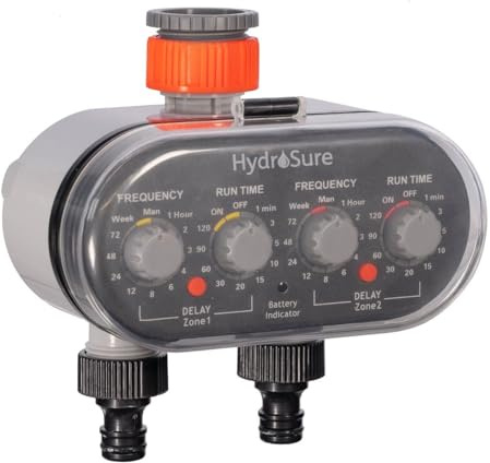 HydroSure Dual Outlet Tap Timer, 2 Zone Automatic Water Timer | Automatic Tap Timer for Garden Irrigation