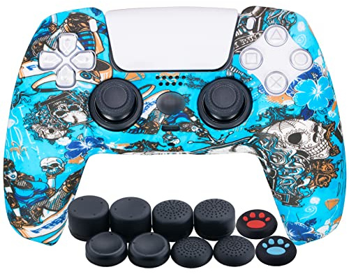 Yorha Housse Coques Autocollants en Impression Silicone épaissi Skin Cover pour PS5 Dualsense Manette (Sorcière) x 1 avec Prises de Pouce x 10