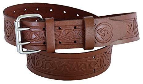 BBI LTD Scaffolding 2 Brown celtic Leather embossed Tool belt Utility Leather Kilt Belt (Brown)