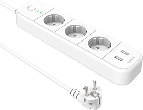 Tenda SP15 Presa Smart Wi-Fi, Spine Intelligenti Con 3 Prese Elettriche 2 Porte USB, Controllo Remoto, Compatibile Alexa e Google Home, Smart Plug con Protezione Contro le Sovratensioni, 16A, 3.68KW