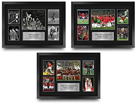 HWC Trading FR A3 All 3 UEFA Euro Cup Winners Printed Memorabilia autografato da esposizione per tifosi e tifosi di calcio – A3 incorniciato
