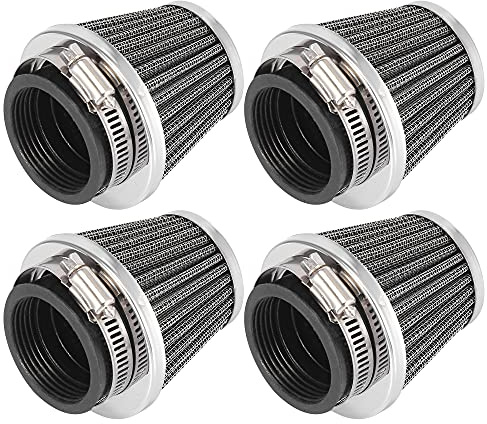 Motoforti Lot de 4 filtres à air universels pour moto 44 mm Noir