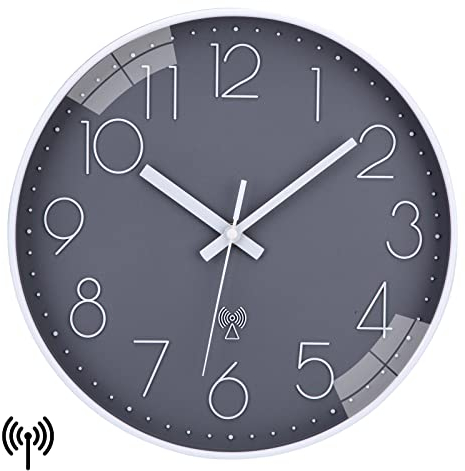 VIVILINEN Funkuhr geräuschlos Wanduhr Ohne Tickgeräusche Modern Funkwanduhr Lautlos Wanduhr Nicht Tickend Hängeuhr für Wohnzimmer Schlafzimmer Büro Küche 30x30cm/12 Zoll