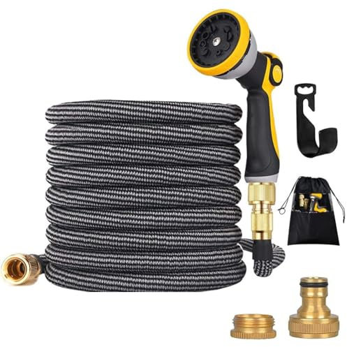 ZAselect Tuyau d'arrosage de jardin de 60 m, 200 pieds, extensible et plus résistant, tube intérieur en latex double qui empêche les fuites, tuyau magique avec pistolet de pulvérisation à 9 fonctions