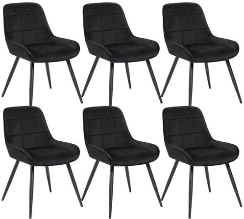WOLTU Esszimmerstühle 6er Set, Küchenstühle gepolstert | ergonomisch mit Rückenlehne, Samt, für Wohnzimmer Küche Esszimmer, Schwarz