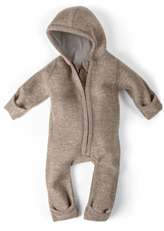 Ehrenkind® WALKOVERALL | Baby Wollwalk-Overalls aus Merino Schurwolle mit Reißverschluss | Walk Wolle Woll-Anzug für Kleinkind und Baby | Beige Gr. 62-68