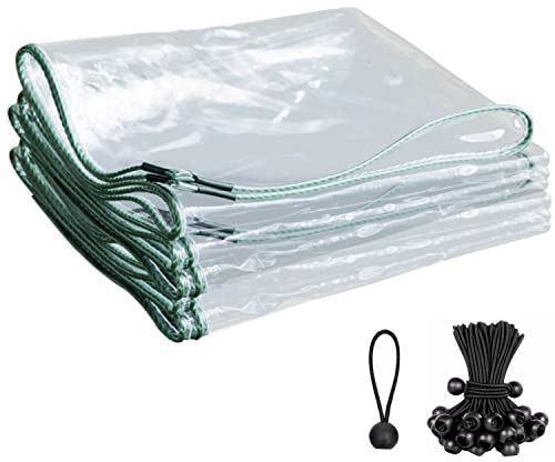 Transparente Plane Außenbereich wasserdichte Durchsichtige Plane 2x3m 2.4x4m PVC Winddichter Vorhang Reißfest Mit Ösen & Bungee-Schnüren, 450g/m² (Color : Clear, Size : 2.4x4m)