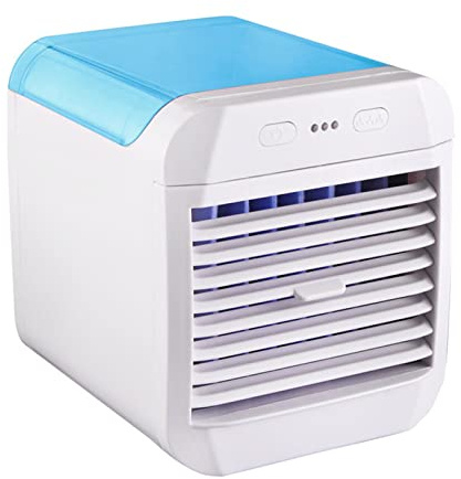 Tragbarer Mini-Klimaanlagenventilator, 3 Geschwindigkeitsstufen, Persönlicher Luftkühler mit Luftbefeuchter für Zimmer, Schlafzimmer und Büros (Blau)