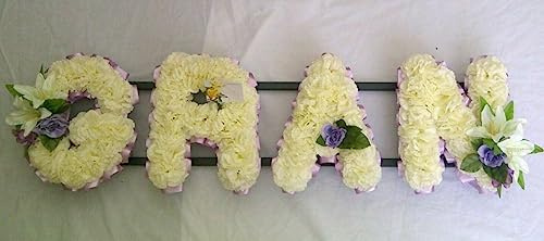Silky Bouquets Gran Artificial Silk Funeral Flower 4 Letter Name Wreath Tribute Mama Aunt Wife