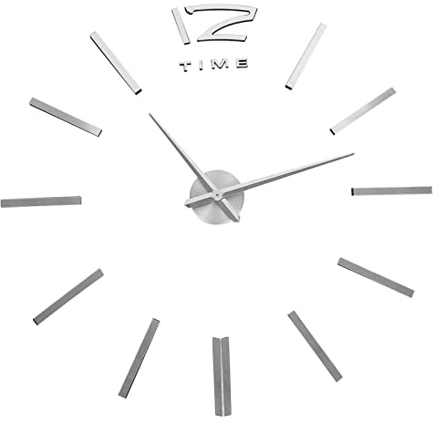 Adesivo Orologio da Parete 3D Orologio da Parete Fai-da-te Orologio da Parete Impermeabile Silenzioso Orologio da Parete Autoadesivo Per Soggiorno, Camera da Letto, Ufficio E Qualsiasi Spazio(Argento)