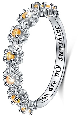 Gänseblümchen You are my sunshine Sterling Silber S925 Daisy Ringe für Frauen Mädchen Angst lindern ADHS Fidget Spinner Ring Größe 5-11