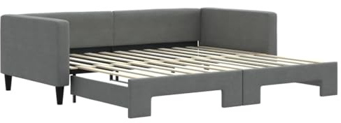 vidaXL Tagesbett, Sofabett Ausziehbar, Gästebett Schlafsofa für Schlafzimmer Wohnzimmer, Ausziehbett Sofa Bettsofa, Dunkelgrau 100x200cm Stoff
