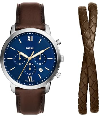 Fossil Orologio analogico da uomo al quarzo con cinturino in acciaio inossidabile FS6018SET, marrone, FS6018SET