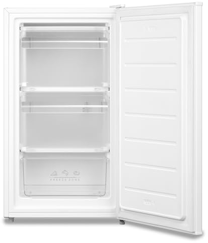 COMFEE' RCU60WH2(E) 60 Litre Freestanding Under Counter, 48cm Upright Freezer Adjustable Thermostat, Reversible Door, 4 Star Freezer Rating Drawer, White