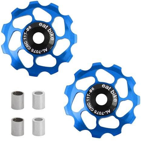11T Stützrad 2 Stück Fahrrad Schaltwerk Riemenscheibe, Aluminiumlegierung Schaltwerk-Führungsrolle, Mountainbike schaltwerk Führungsrad (Blau)