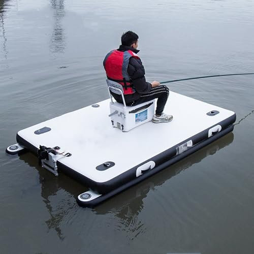 WTTTTW Zattera Gonfiabile Portatile della Piattaforma di Pesca del Bacino Galleggiante, Bacino Gonfiabile della Piattaforma di Nuotata, Bacino Galleggiante Gonfiabile dell'Acqua,2m/6.6ft