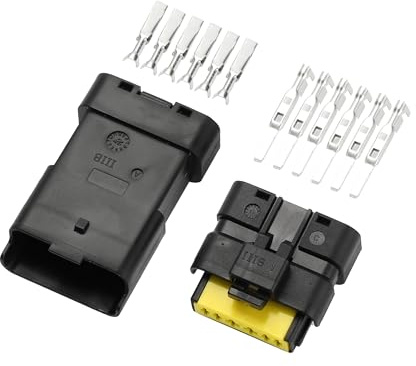 Partuto Conector De Bomba De Combustible De 6 Pines Para Peugeot 1 Juego | Color Negro Y Amarillo, Material Plástico Y Cobre Estañado, Para Citroen, Voltaje Máx 14V, Corriente 1.5A-10A, No OEM