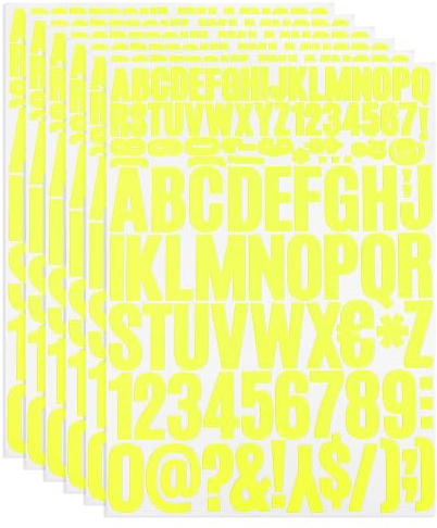 PATIKIL Vinyl Buchstaben Zahlen Aufkleber Set, 612 Stück 6 Blätter Selbstklebende Aufkleber für Briefkastenschild Adresse DIY Bastelkarten (Gelb)