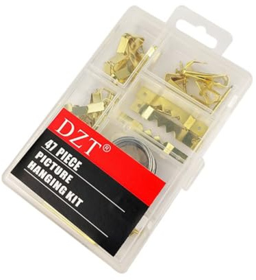 Kit di 47 ganci per appendere quadri, chiodi assortiti, filo, fissaggio per cornici, set di ganci assortiti per specchi, cornici, decorazioni e dipinti