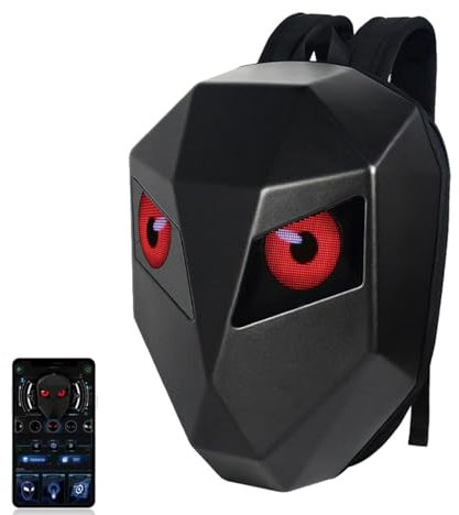 VBESTLIFE Motorrad-LED-Rucksack, Hartschalen-Reitrucksack mit DIY-programmierbarem Vollfarb-LED-Bildschirm, wasserdichte Ritterhelmtasche mit Großem Fassungsvermögen