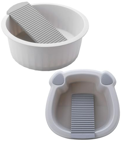 PRETYZOOM Cubo de Ropa para Lavar a Mano de Plástico Pp con Tabla Integrada y Diseño Ligero, Doble Sección Portátil Adecuado para Viajes y Apartamentos Pequeños