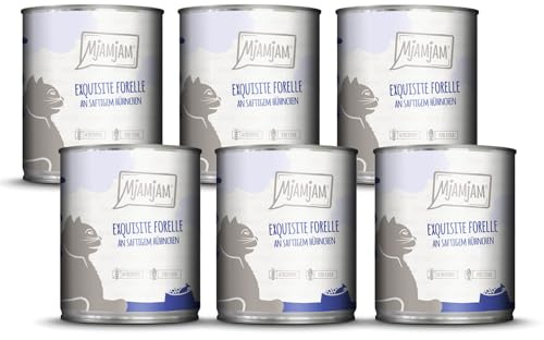 MjAMjAM - Premium våtfoder för katter - utsökt öring med saftig kyckling, 6-pack (6x800g), spannmålsfri
