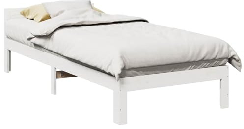 vidaXL Massivholzbett ohne Matratze Weiß 80x200 cm Kiefernholz, Bettrahmen, Schlafzimmerbett, Doppelbett, Schlafzimmermöbel, Bett, Holzbett
