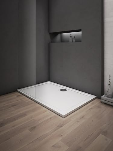 Receveur de douche blanc - 120x90x3cm - rectangulaire - Bac à douche extra plat - Antidérapant