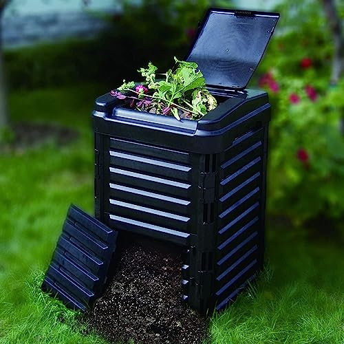 Grand Bac À Compost De Jardin De 336 L, Poubelle D'extérieur, Bac À Déchets De Jardin, Seau À Compost Facile À Assembler, Essentiels for La Maison(Schwarz)