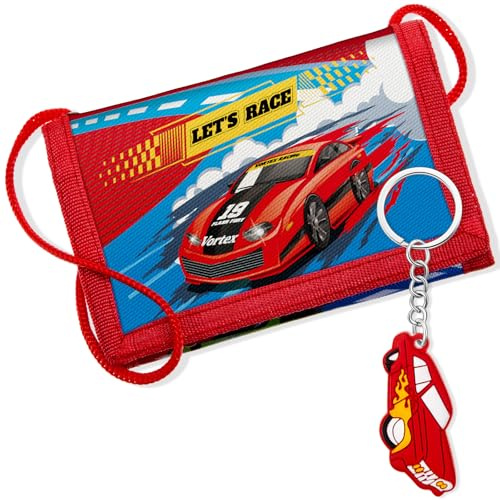 Hestya Monedero Infantil Carteras para Niños Chicas Bolsa de Cuello de Viaje con Llavero Billetera Plegable Triple con Diferentes Estampados Regalos de Cumpleaños(Rancing)