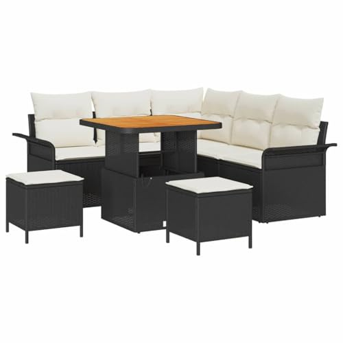 vidaXL Trädgårdsoffset 8 pcs Svart konstrotting, Trädgård och Terass, Modern Rattansoff set, Modulär Design, Lätt, UV-Skyddad, Utemöbler, Justerbart Bord