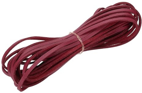PATIKIL Cordino Cuoio, 3 mm x 5.5 Iarde Stringa in Pelle Finta, Cordone Piatto Vellutata Cordoncino per Collane Creazione Di Gioielli Braccialetti DIY Artigianato Acchiappasogni, Rosso