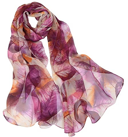 2025- Sciarpe per le donne con stampa leggera con motivo floreale sciarpa scialle sciarpe alla moda scialli e involucri per protezione solare per fascia per capelli spazzatura primaverile, Viola