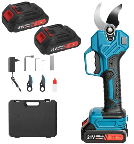 Bostar Tijera de Podar Eléctricas 40MM, Tijera de Podar Inalámbrica Profesional con LCD Pantalla/Baterías 2x2000mAh Hojas SK7 para Jardín Huerta Podar Ramas