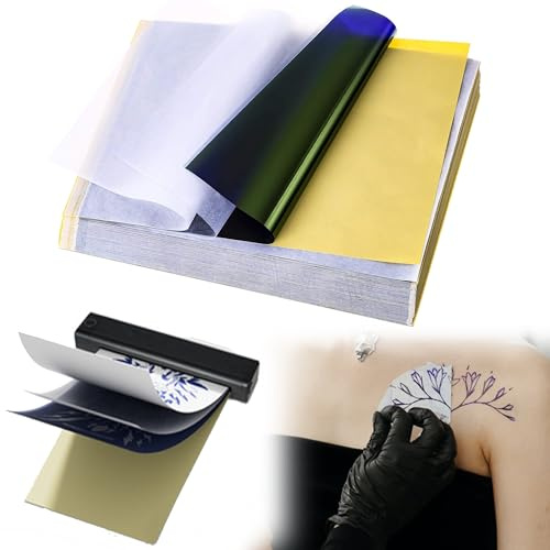 SZDN 100 ark tatueringsöverföringspapper, 4 lager tatueringsstencilpapper, A4-storlekar, tatuering, termisk schablon, överföringspapper för tatuering, överföringssats, tatueringsmaterial