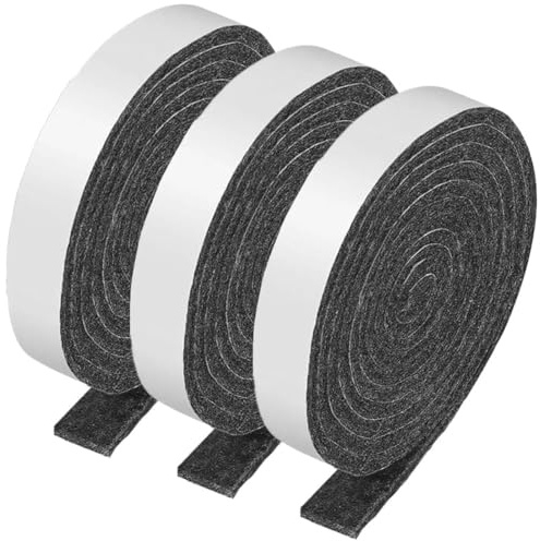 JEYORZY Filzgleiter selbstklebend, 3 Rollen Filz Selbstklebend, 100 cm x 2 cm, Beliebige Form Zuschneidbar, stark haftend, Schwarze Filzrolle, Bodenschoner, Rutschfester Schutz für Stühle und Möbel