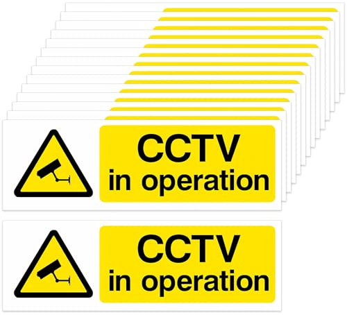 15 Pcs CCTV in Operation Sign, Weatherproof Self-Adhesive CCTV Sign Stickers, Warning Signs for Indoor/Outdoor Use(15cm x 5cm)